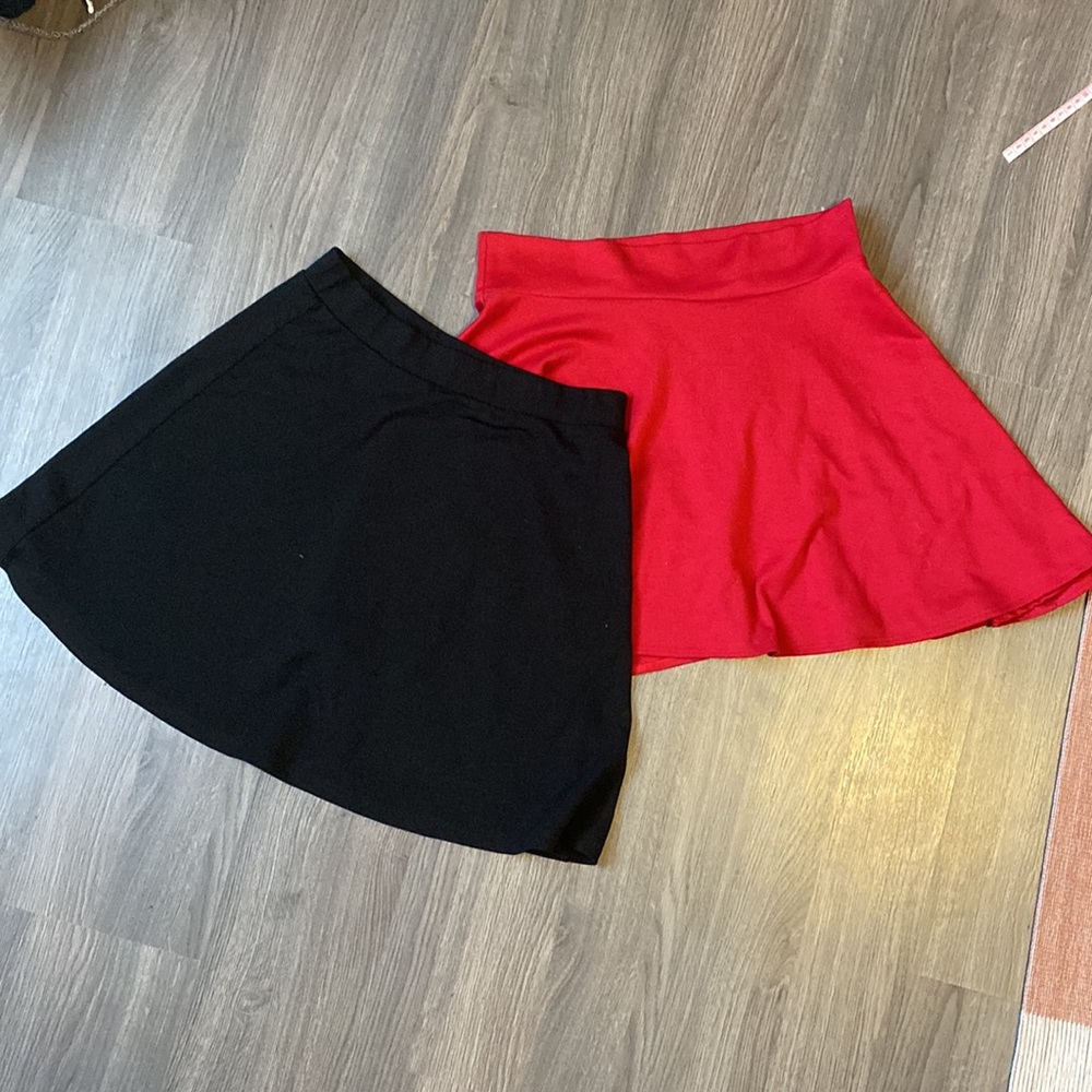 Red and Black short flare skirts